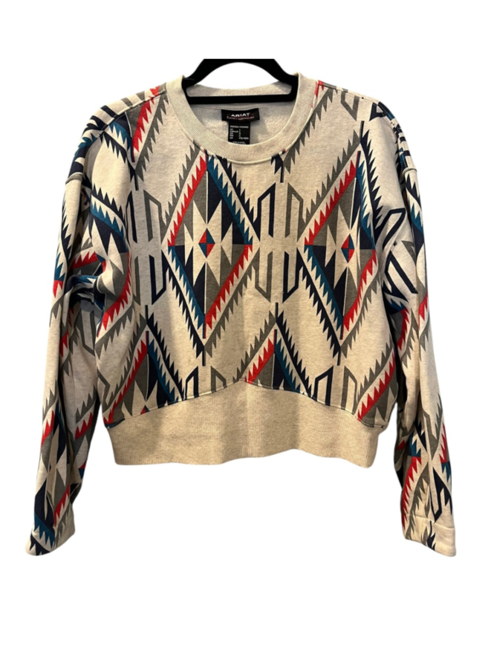 Ariat Cropped Chimayo Grande Print Sweatshirt Size L Southwestern Boho Aztec